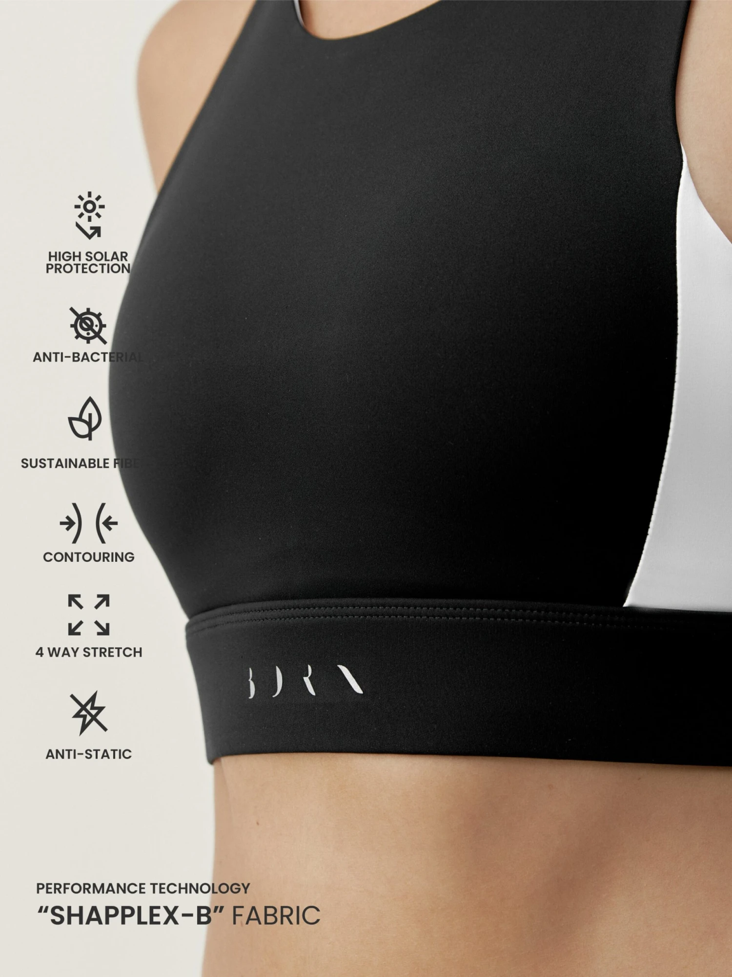 Born Living Yoga Top Latika Black/White - Imagen 5