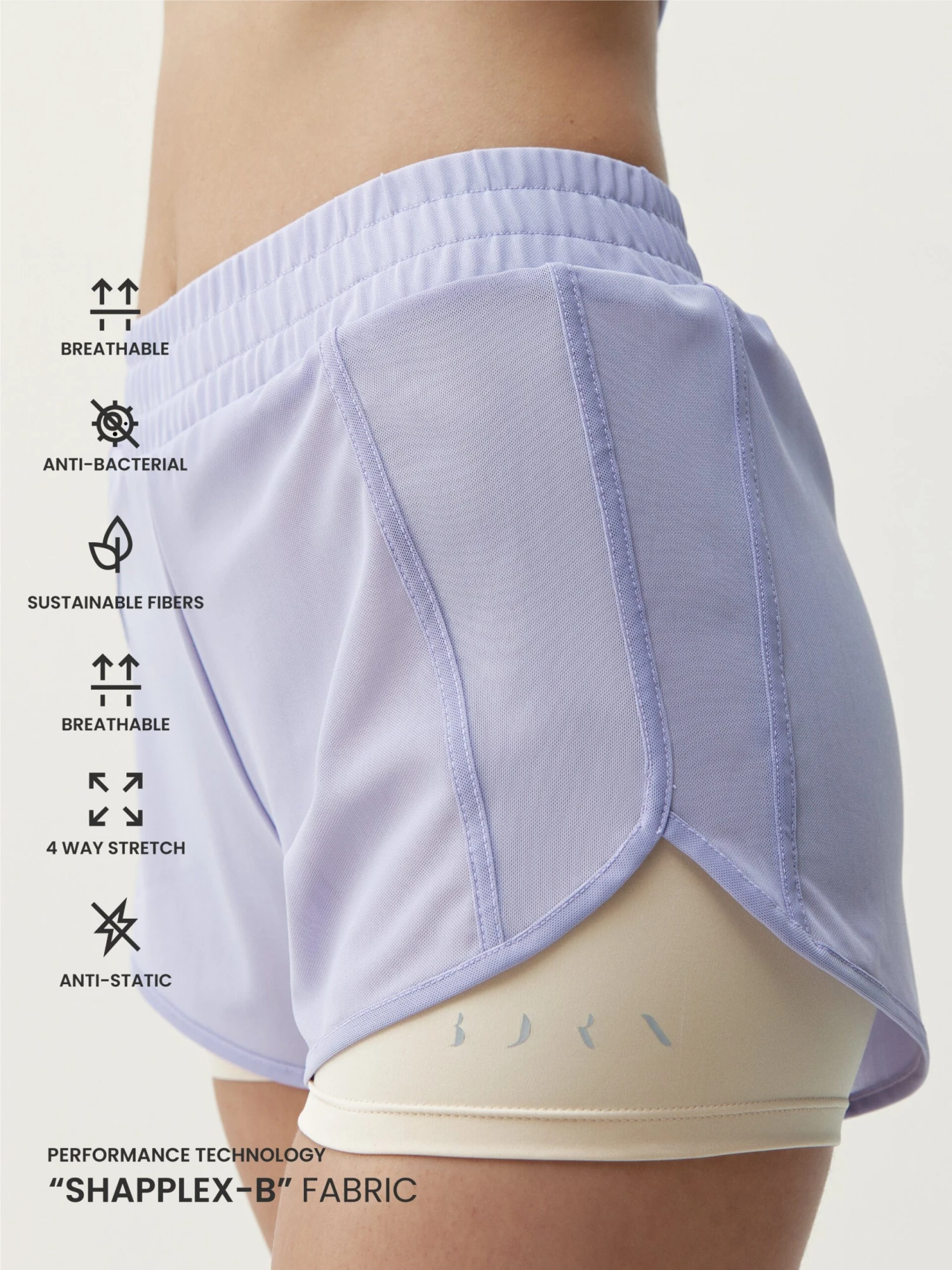 Born Living Yoga Short Padma 2.0 Lavanda Bright/Tapioca Soft - Imagen 2